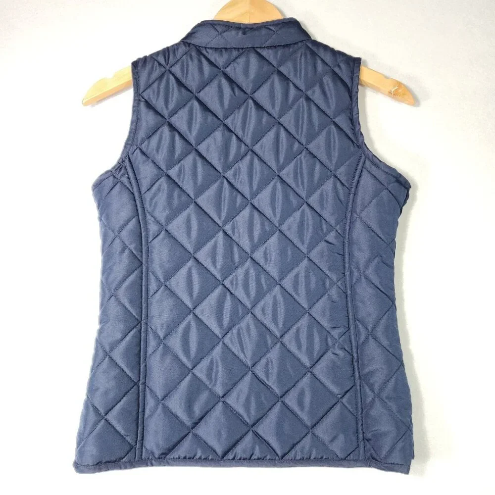 Crown & Ivy Kids Girl Quilted Vest XL Navy Preppy Pockets Full‎ Zip Trendy Belk
